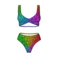 thumbnail image 4 of Rocae Colorful Glitter for Bikini Set for Women Two Piece Sexy High Swimsuits Split Crossover Bikini Small, 4 of 9