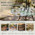 thumbnail image 6 of Round Outdoor Tablecloth with Umbrella Hole and Zipper, Spring Floral Tablecloth with Elastic Waterproof, Daisy Eucalyptus Leaves Black White Plaid Patio Table Covers for 55" - 60" Pool Tables, 6 of 9