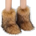 thumbnail image 1 of Botas A Media Pantorrilla Nieve Piel Sintética Peludas Mujeres Fluffy Punta Redonda Cálido Cómodo Zapatos Planos Al Aire Libre, 1 of 8