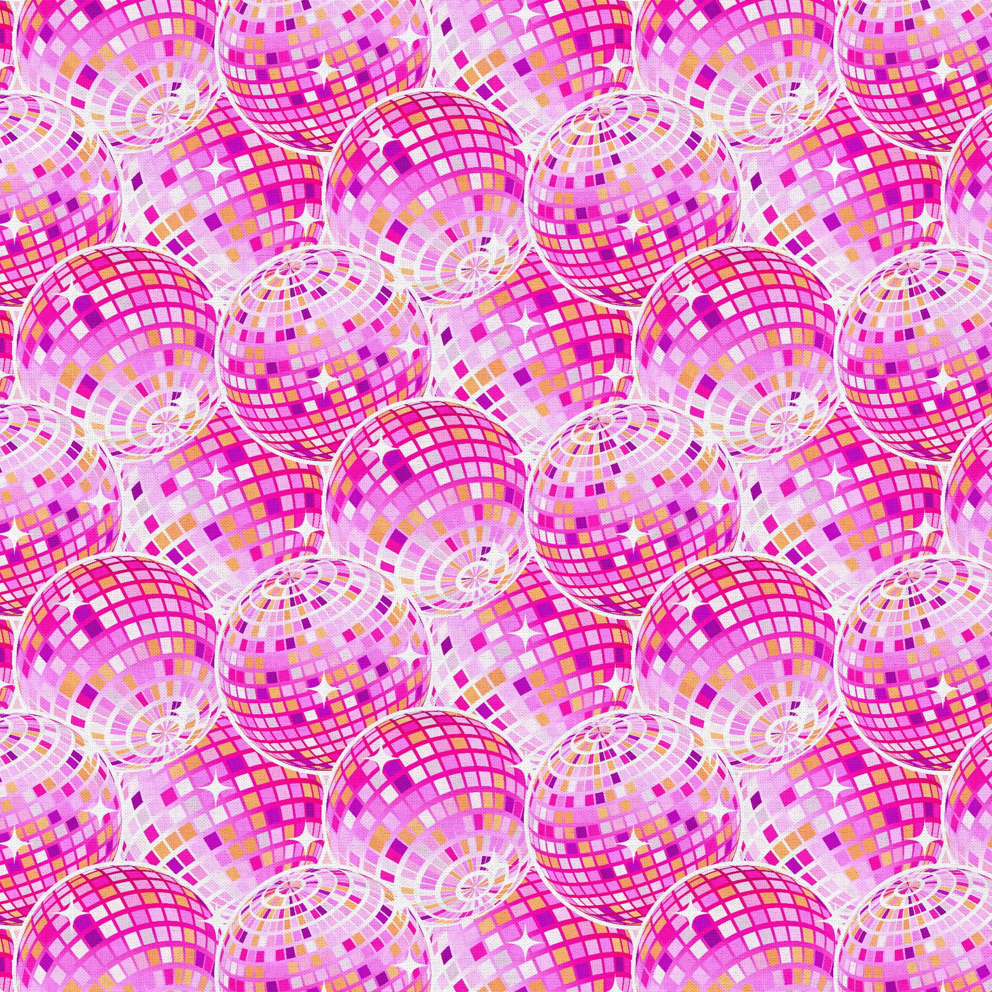 Fabric Editions 18" x 42" Cotton Disco Ball Half Yard Precut Sewing & Craft Fabric, Pink 1 Piece