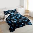 thumbnail image 3 of Castle Fairy Geometric Plaid Twin Comforter Sets,Black Blue Grid Bedding Set, 3 of 8