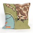 thumbnail image 1 of TransOceanImports 7FP8S143006 Coussin Carré Vert Chat Curieux, 1 of 3