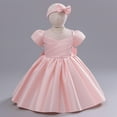 thumbnail image 2 of Jalioing Summer Little Girl Puffy Dresses Ruched Stacked Skirt Elegant Birthday Party Princess Dress (6-12 Months, Pink), 2 of 9