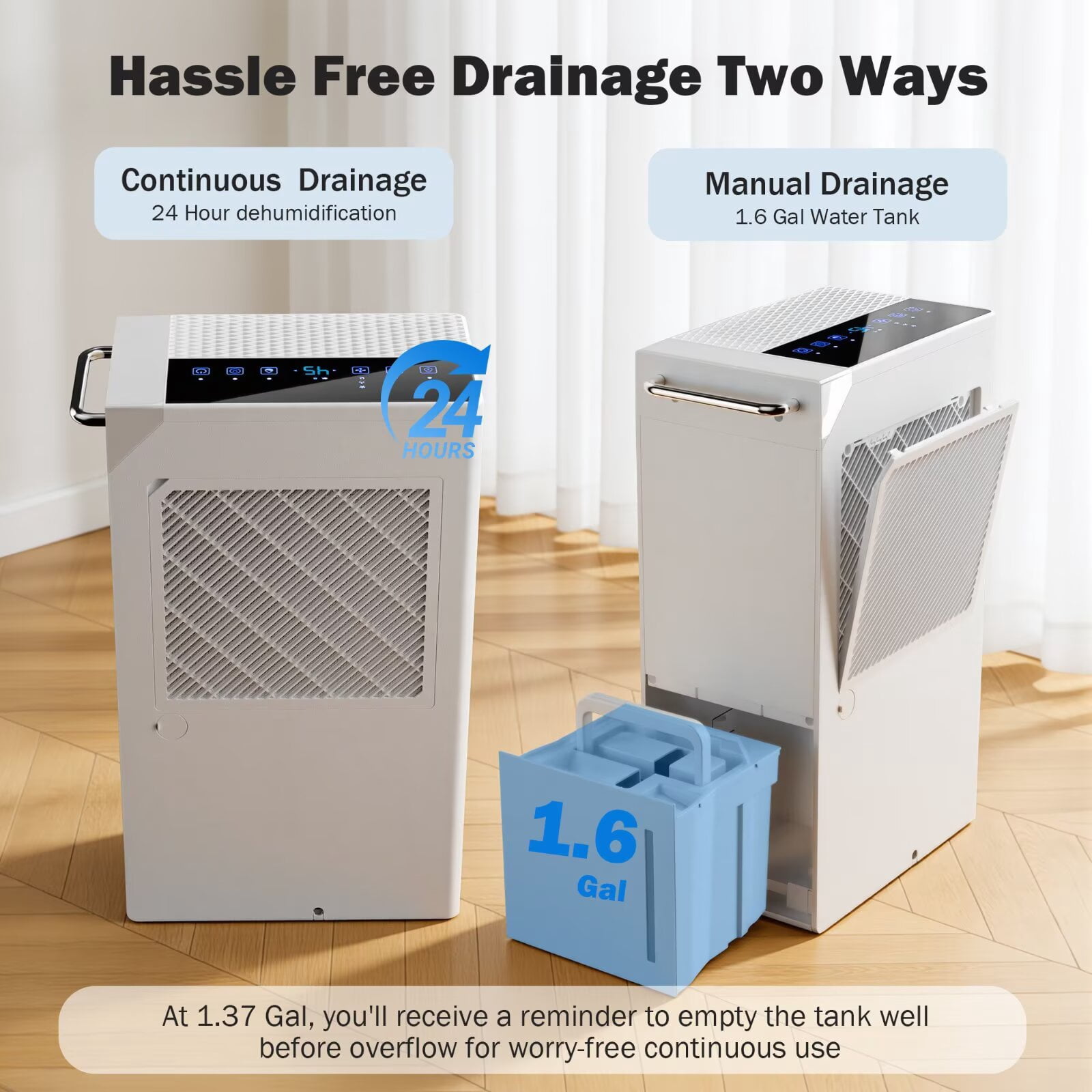Dehumidifier for Basement & Home, Max 74 Pints, 5000 Sq.ft, Auto Shut Off, Dehumidifier with Drain Hose for Bathroom, Large Room, Garage(Black Display)