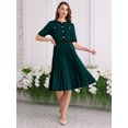 thumbnail image 2 of DARING DIVA Women's Short Sleeve Pleated Casual A-Line Midi Dress S Lake Green, 2 of 7