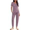 thumbnail image 6 of Ekouaer Pajama Sets for Womens Rib Knit 2 Piece Pjs Jogger Pants Short Sleeve Sleepwear Lounge Set with Pockets, 6 of 9