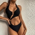 thumbnail image 6 of VerPetridure Women's Sexy O-Ring One Piece Swimsuit High Waisted V Neck Bathing Suit Solid Hollow Out Swimwear Women Summer Sexy Swim Suits Beach Outfit, 6 of 9