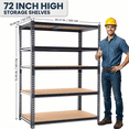 thumbnail image 2 of Garage Shelving Unit, Heavy Duty Metal Storage Shelves 2400 lbs, 5 Tier Adjustable Shelving Rack, Industrial Garage Storage Shelf for Basement Kitchen Office (20"D x 40"W x 72"H), 2 of 7