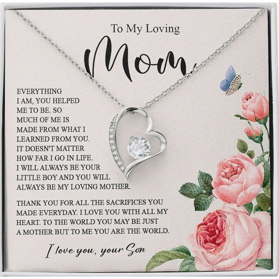 To My Loving Mom From Son Mother’S Day Jewelry Necklace, A Meaningful Necklace Perfect For Anniversaries, Birthdays, Valentine V7071, White Forever Love Necklace