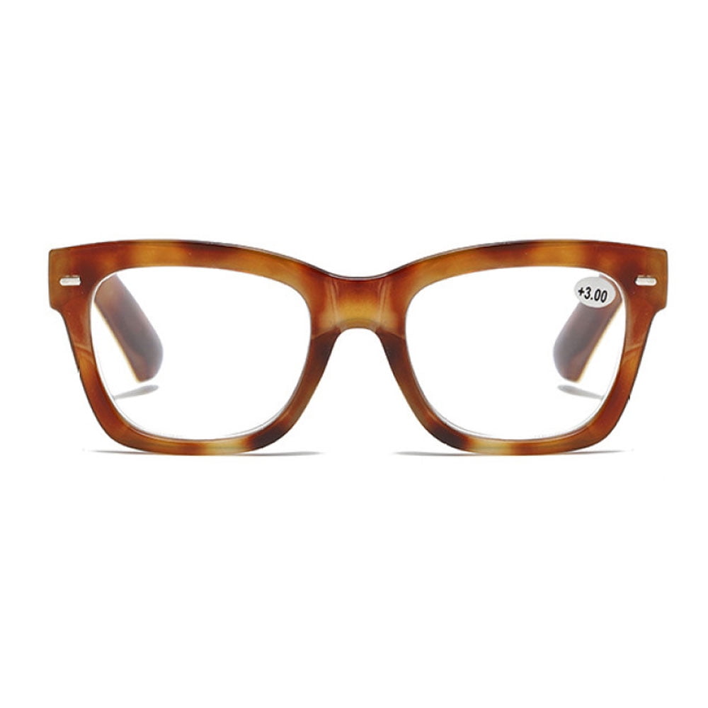 4 Pairs of Thick Oversize Square Reading Glasses for Women and Men, Blue Light Blocking Tortoiseshell Spring Hinge Readers +2.50