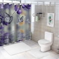 thumbnail image 7 of Orinice Blue Flower Butterfly Shower Curtain Floral Wildflower Vintage Botanical Wildflower Herb Spring Boho Modern Minimalist Rustic Farmhouse Fabric Bath Curtain with Hook 36x72, 7 of 7