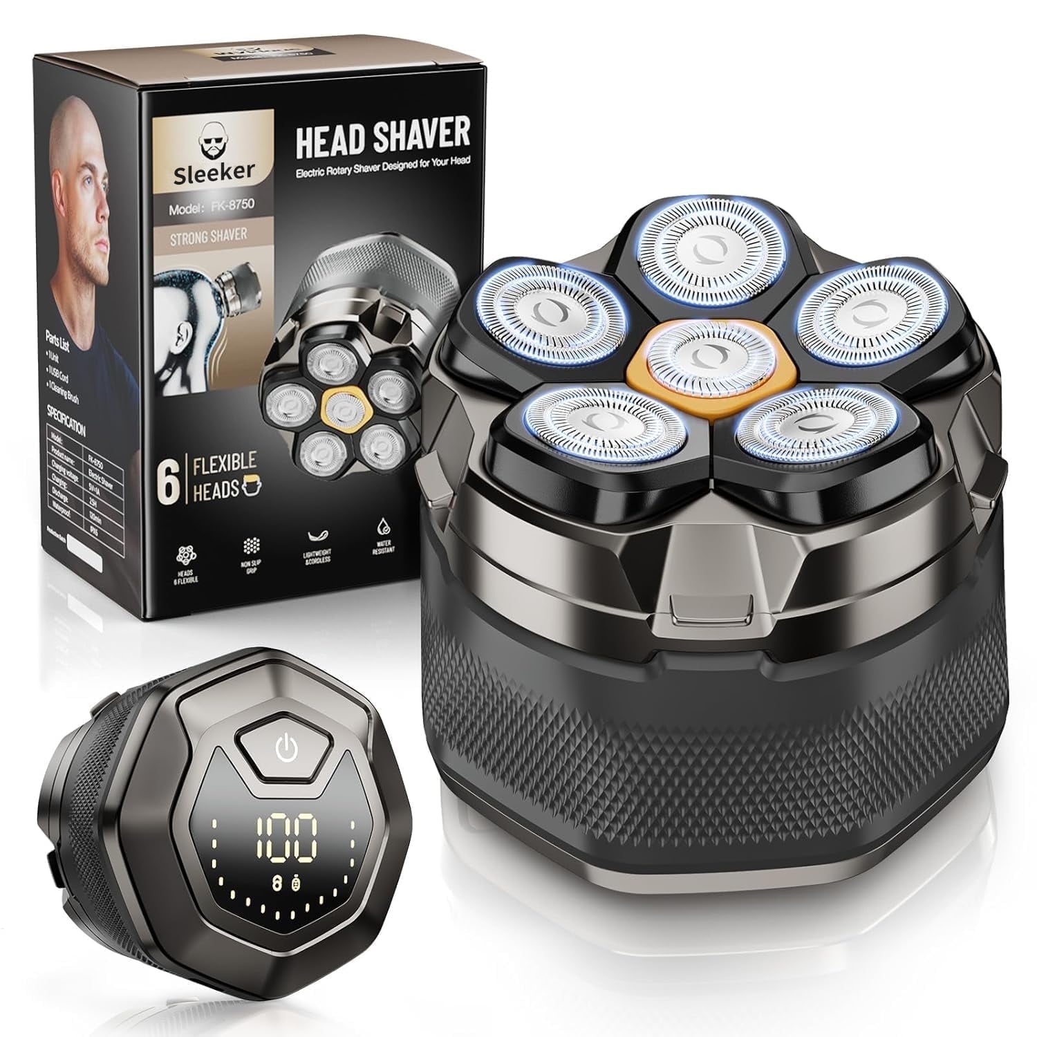 Prozing Head Shaver for Bald Men, Magnetic Electric Razor for Men, IPX7 Waterproof Rechargeable Shaver
