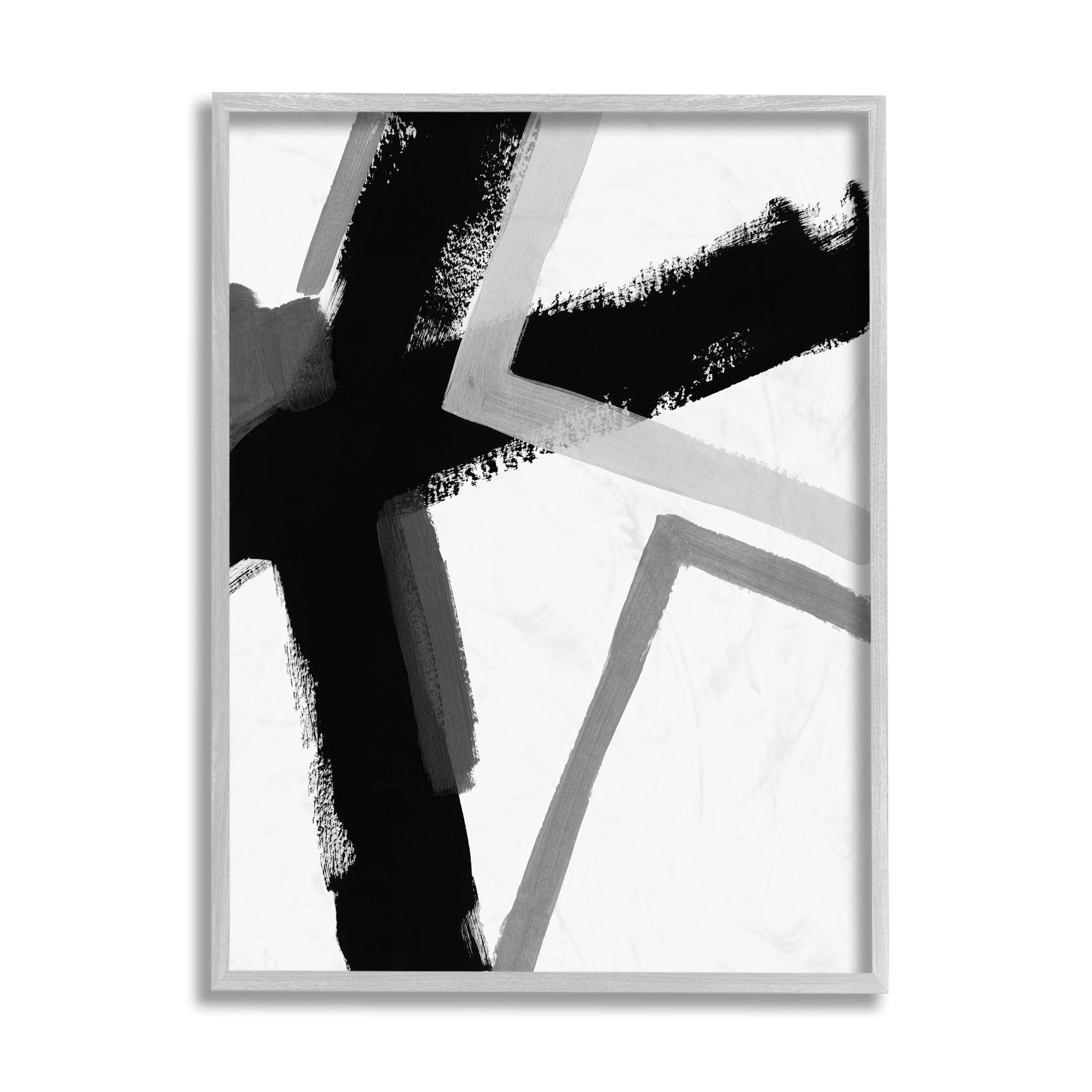 Stupell Industries Bold Angle Abstract Design Black Grey Lines Grey Framed, 11 x 14, Design by June Erica Vess