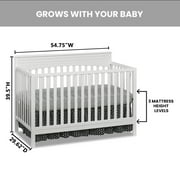 Oxford Baby Harper 4-in-1 Convertible Crib, Snow White, GREENGUARD Gold Certified, Wooden Crib