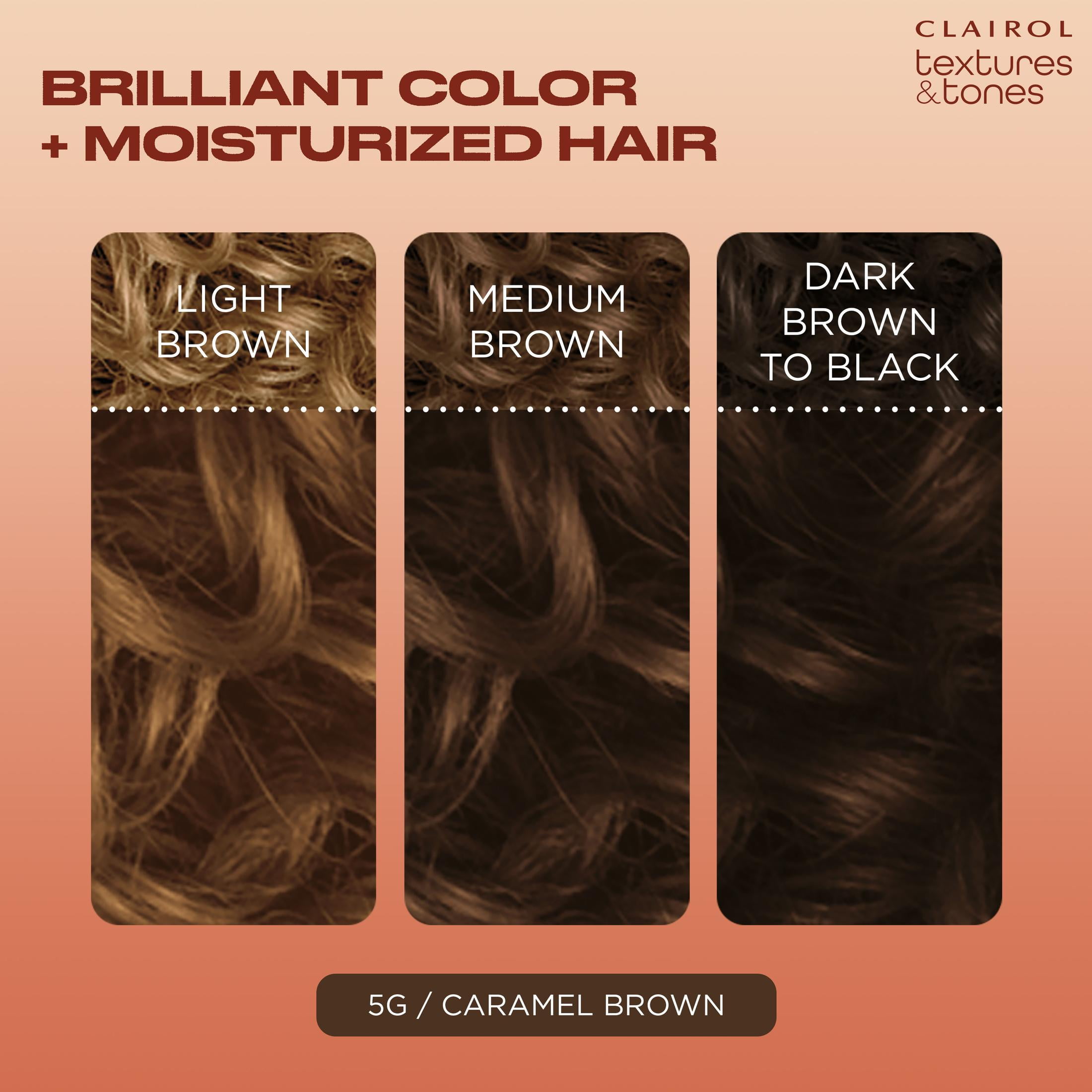 (2 pack) Clairol Textures & Tones Hair Dye Ammonia-Free Permanent Hair Color Creme, 5G Caramel Brown, 1 Application