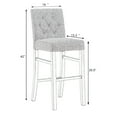 thumbnail image 4 of 30" Counter Height Bar Stools set of 2 with Back Fabric Modern  Bar Chairs Barstools with Seat Height Upholstered Button Tufted Wooden Island Stools for Kitchen Counter Home Bar Dining Room （Gray）, 4 of 7