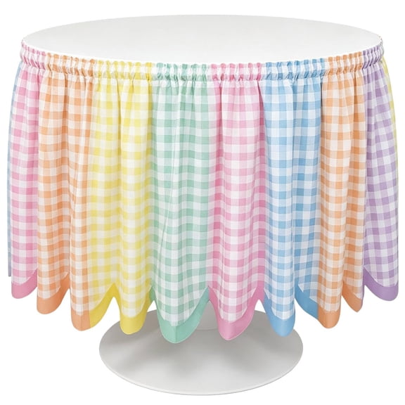 Teacher Desk Skirt for Classroom, 6ft Checkered Ruffle Table Skirt Cover, Kidney Table Skirt for Classroom.