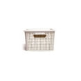 Homz Plastic Wicker Storage Boxes with Lid, Medium