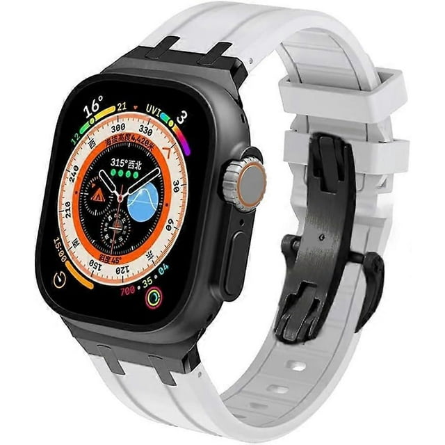 Fluoroelastomer sport watch band for Apple Watch Ultra 45mm, compatible with iWatch (Color: E, Size: 45mm)