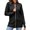 Black, variant on LANGWYQU Long Sleeve Turtle Neck Women Mesh Knit Jacket Zipper Coat
