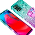 thumbnail image 4 of SOGA Quicksand Cover Cute Girl Phone Case Compatible for Moto G Stylus 5G Case, with Ring for Magnetic Car Mounts, Lanyard, Tempered Glass - Purple / Teal, 4 of 5
