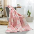 thumbnail image 3 of Laddha Home Designs Pink and White Checkered Handmade Throw Blanket 50" x 70", 3 of 3