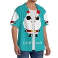 thumbnail image 2 of Balery Cute Santa Claus Camisa Casual de Manga Corta con Botones para Hombre, Texturizada, Estilo Cubano, para Playa, Verano-Medium, 2 of 5