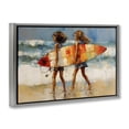 thumbnail image 2 of Stupell Industries Modern Surfboard Kids Friends Gray Floating Frame Canvas Art, 25 x 17, by Petals Prints Design, 2 of 7