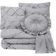 thumbnail image 7 of Chezmoi Collection Sydney 7-Piece Pinch Pleat Comforter Set, Lightweight Pintuck Bedding for All Season, Queen, Light Gray, 7 of 7