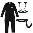 thumbnail image 4 of Miraculous Cat Noir Little Girls Zip Up Cosplay Costume Coverall Tail Mask and Headband 4 Piece Set Little Kid to Big Kid, 4 of 5