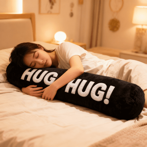Colourtree Black Round Body Pillows for Adults 37.4" Cylinder Pillows, Skin-Friendly Cover Detachable Bolster Pillows for Sleeping
