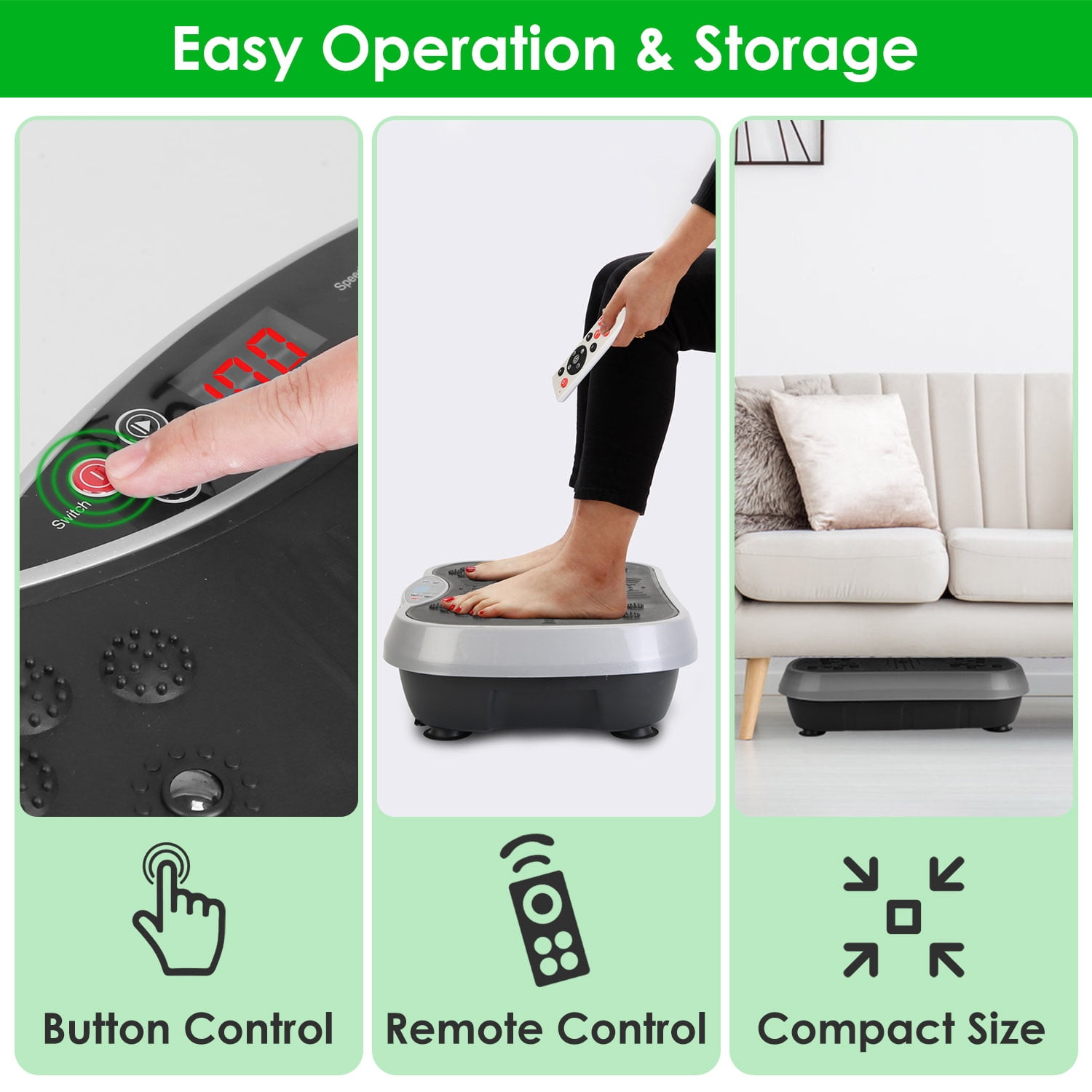 Zorpupoa 1Pc  Exercise Machine Vibrating Plate Exercise Machine with Resistance Band Remote Control Home Gym Equipment Lymphatic Drainage Weight Loss for Women Men Black