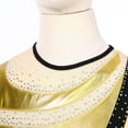 thumbnail image 5 of iiniim Womens Shiny Gymnastics Leotard Metallic Contrast Color Long Sleeve Bodysuit Performance Gold XL, 5 of 7