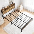 thumbnail image 2 of Queen Size Metal Platform Bed Frame with Storage Headboard,No Box Spring Needed,Black,For Bedroom, 2 of 7