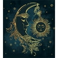 thumbnail image 3 of Ambesonne Egypt Duvet Cover Set, Moon with Boho Feathers, 2-Calking, Yellow Petrol Blue, 3 of 7