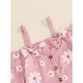thumbnail image 6 of Nygoyerh Toddler Girls Floral Print Long Pants Sets 12M 18M 24M 3T 4T 5T Kids Short Sleeve Off Shoulder T-shirt with Bell Bottoms 2Pcs Little Girls Cute Summer Clothes, 6 of 9