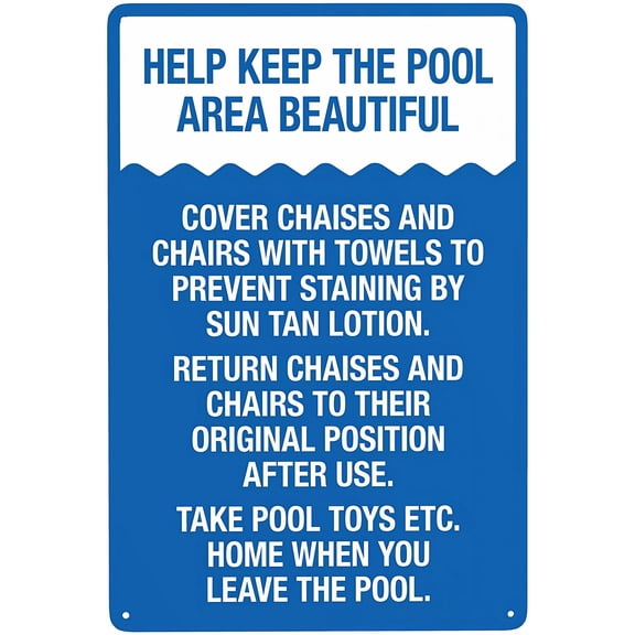 Help Keep The Pool Area Beautiful Sign - 8"x12" Retro Aluminum Pool Rule Sign, Vintage Metal Tin Decor for Home Pool Club Hotel Outdoor