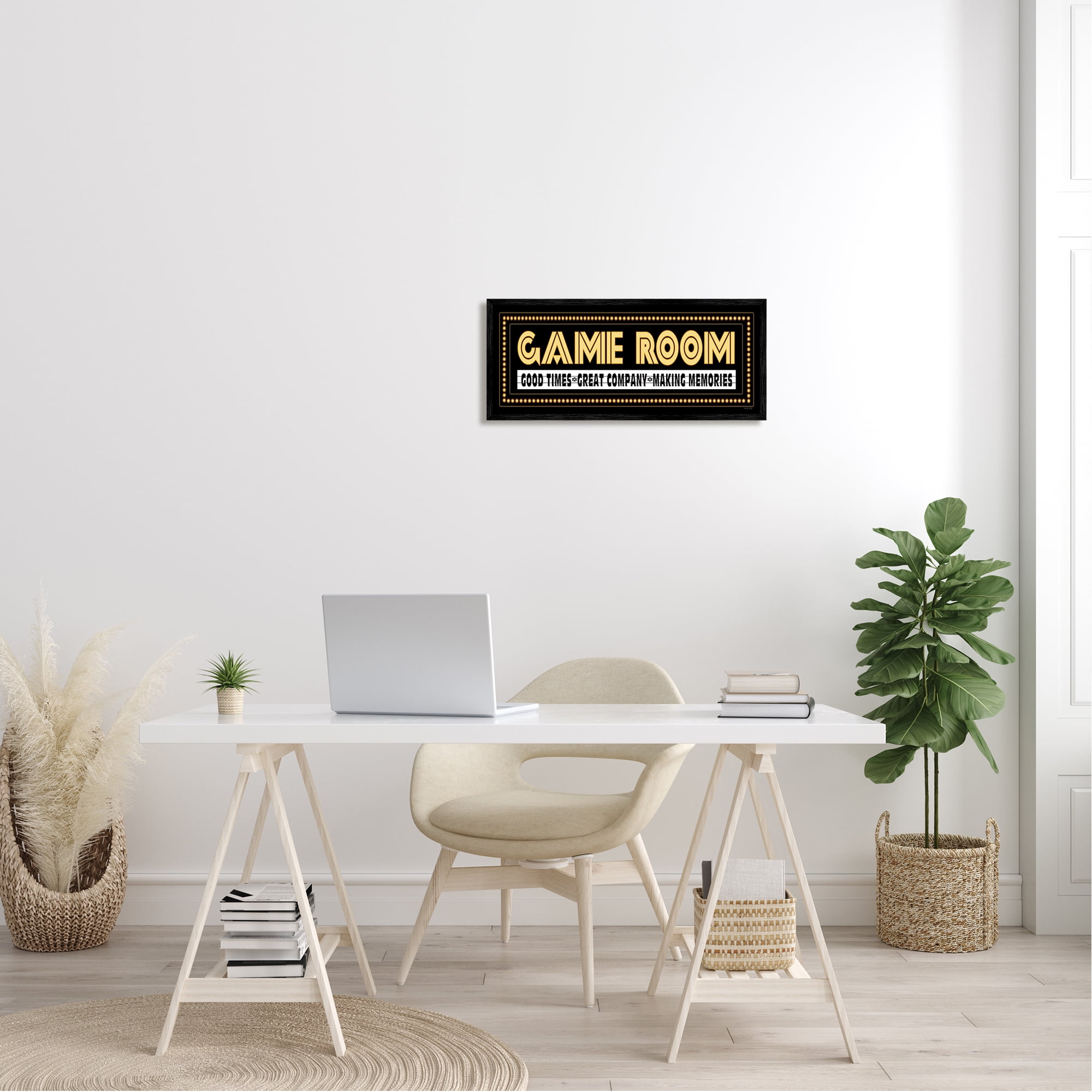 Stupell Industries Arcade Game Room Quote Vintage Style Sign Graphic Art Black Framed Art Print Wall Art, 24x10, by Cindy Jacobs