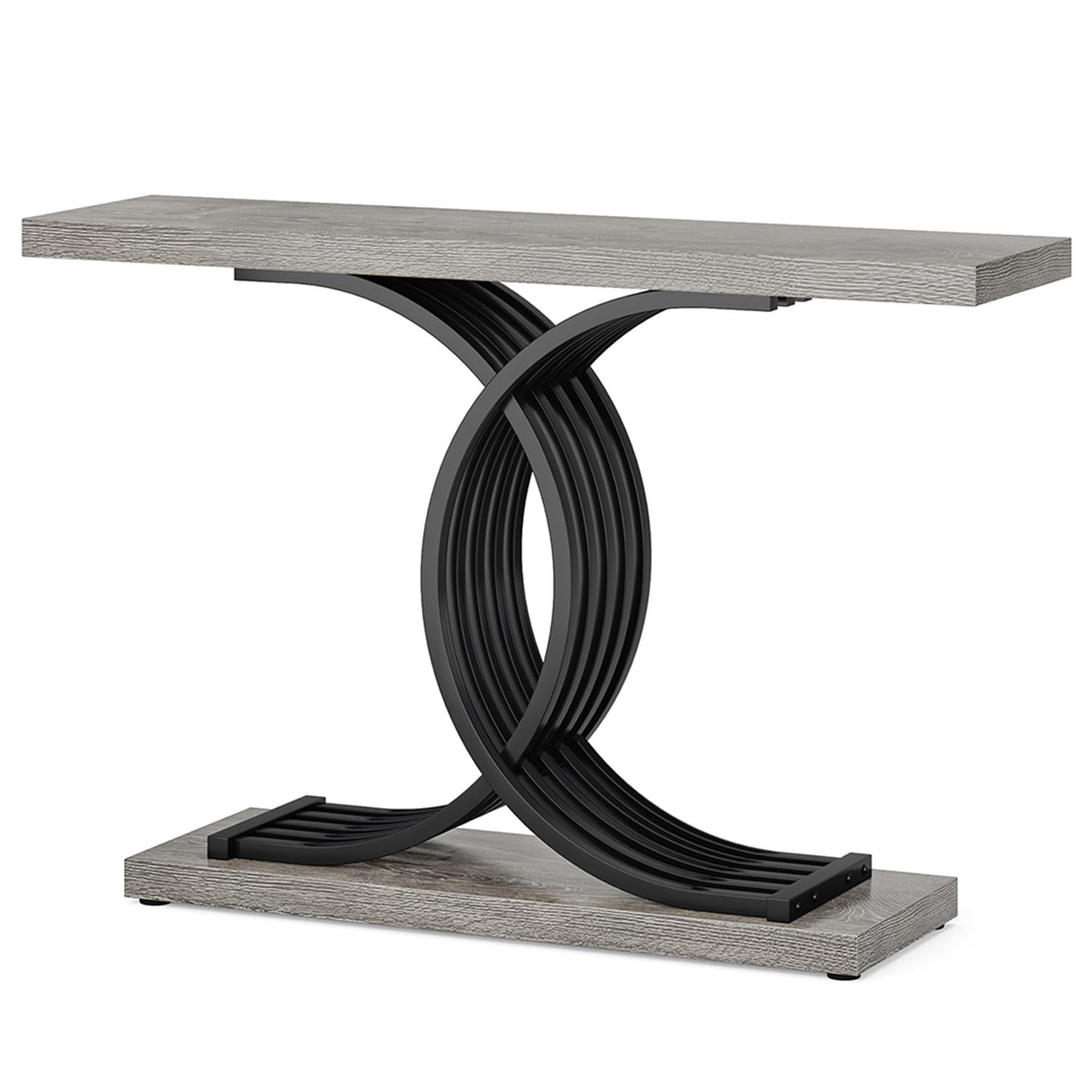 Demi Bonn 39" Console Table, Narrow Faux Marble Entryway Hallway Sofa Table for Hallway, Entrance, Living Room, Bedroom, Gray