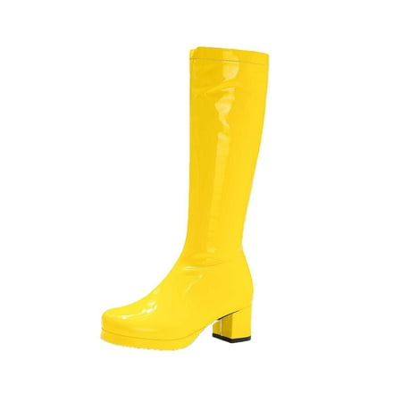 

Juebong Fashion Plus Size Classic Boots Women Autumn Long Tube Low Heeled Shoes Boots Pointed Boots Knight Boots Yellow Size 6.5