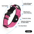 thumbnail image 3 of Plutus Pet Tactical Dog Collar with Tracker Packet for AirTag, Adjustable Reflective Nylon Collar, Metal Buckle, Leather-Wrapped Handle, Soft Padded for Medium Large Dogs (Pink, M), 3 of 10