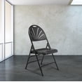 thumbnail image 2 of Pemberly Row 34.5" Deluxe Fan Back Metal Folding Chair in Black (Set of 4), 2 of 5