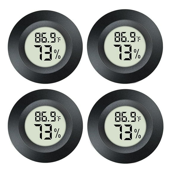 RUseeN 4 Pack Mini Digital Hygrometer Thermometer Gauge, Indoor Outdoor Temperature Humidity Meter for Greenhouse Humidors Incubators Reptile Terrarium Jars, Fahrenheit (℉) or Celsius(℃)