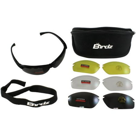 - Birdz Eyewear HawkKit1 Interchangeable Glasses (Black Frame/Clear, Smoke, Mirror, Yellow Lens) - Set of 4