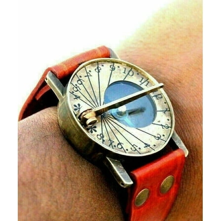 Compass Wrist Brass Sundial Nautical Leather Steampunk