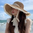 thumbnail image 6 of Eoperou Lace Trim Tied Up Round Dome Sun Hat Women Big Brim Floppy Straw Hat Fashion Accessories, 6 of 7