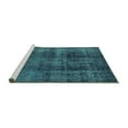 thumbnail image 2 of Ahgly Company Machine Washable Indoor Square Oriental Turquoise Blue Industrial Area Rugs, 5' Square, 2 of 4
