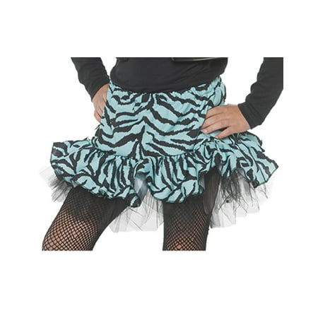80S Zebra Girls Child Blue Diva Dance Rocker Costume Skirt