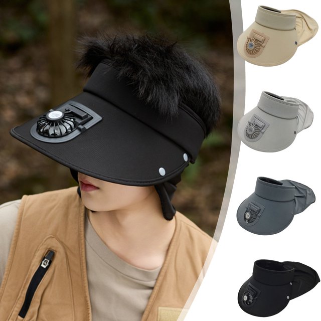 Sombrero para el sol de ala ancha con ventilador de carga USB | Protección ajustable para el cuello | Sombrero de playa de ciclismo para viajes al aire libre | Súper silencioso, viento potente