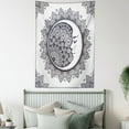 thumbnail image 4 of Zodiac Tapestry, Intricate Boho Ethnic Mandala Form with Crescent Moon Foreground Alchemy Symbol, Wall Hanging for Bedroom Living Room Dorm Decor, 40W X 60L Inches, Dark Blue White, by Ambesonne, 4 of 5